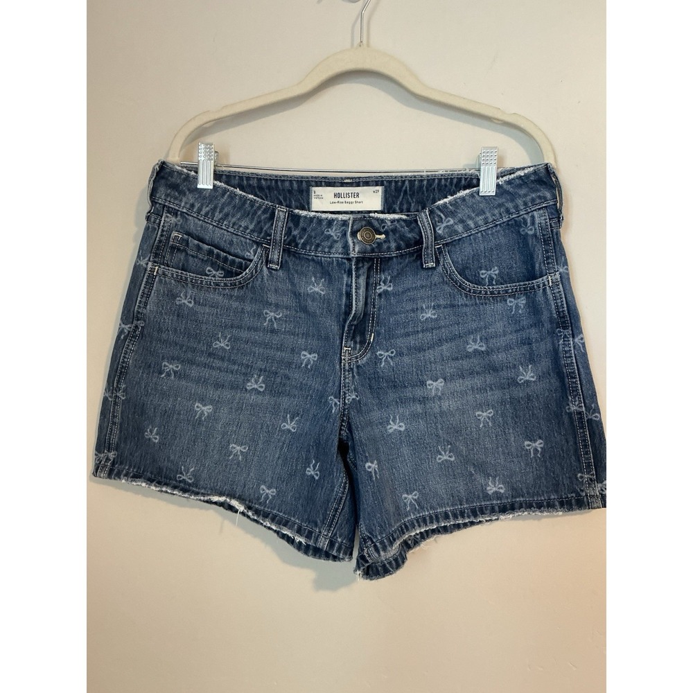 Hollister Jeans Shorts Low Rise Baggy Bow Detail Size 8